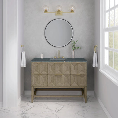 Emmeline 48" Single Vanity, Pebble Oak w/ 3 CM Parisien Bleu Silestone Top