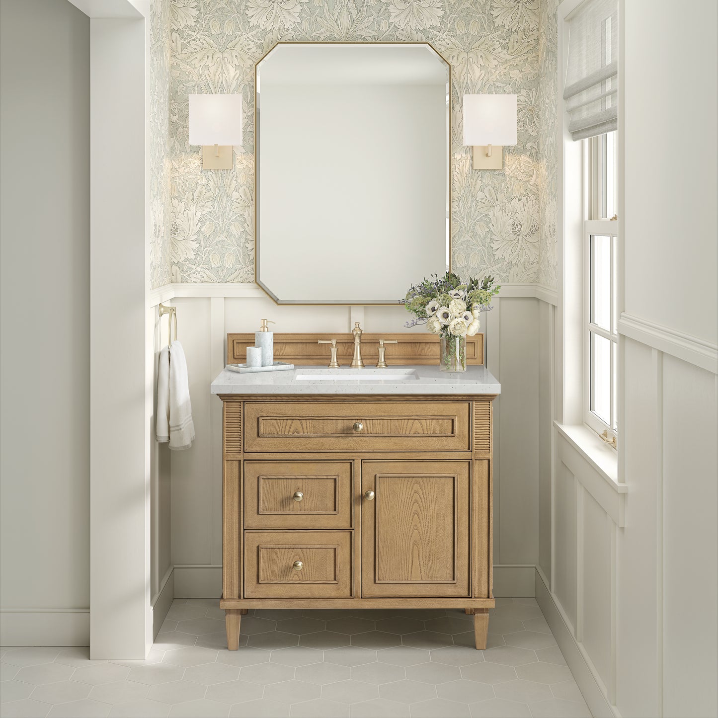 Renovate for Less Atlanta Lorelai 36" Single Vanity, Light Natural Oak w/ 3 CM Lime Delight Silestone Top