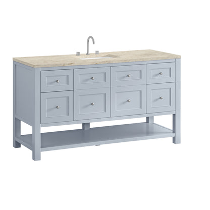 Renovate for Less Atlanta Breckenridge 60" Single Vanity, Serenity Blue, w/ 3 CM Tajnar Eclos Top