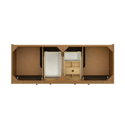 Renovate for Less Atlanta Laurent 60" Double Vanity, Honey Oak w/ 3 CM Tajnar Eclos Top