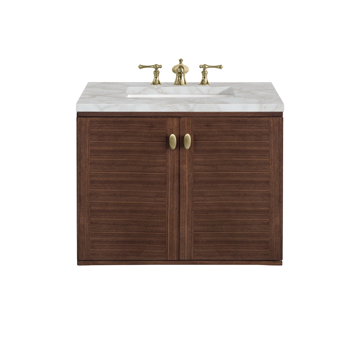 Renovate for Less Atlanta Amberly 30" Single Vanity, Mid-Century Walnut w/ 3 CM Victorian Silver Top