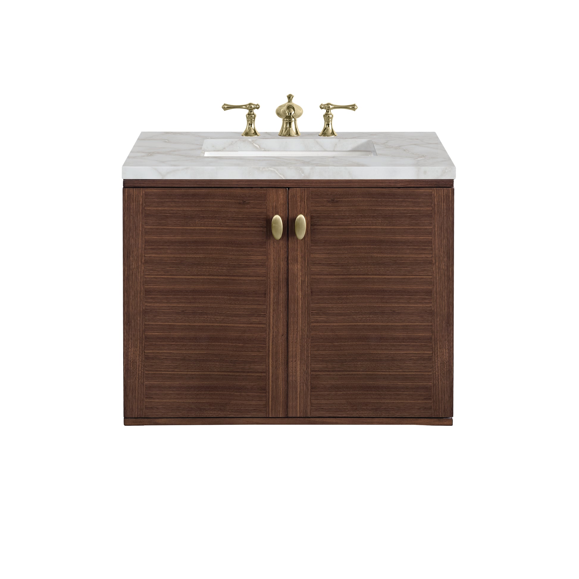 Renovate for Less Atlanta Amberly 30" Single Vanity, Mid-Century Walnut w/ 3 CM Victorian Silver Top