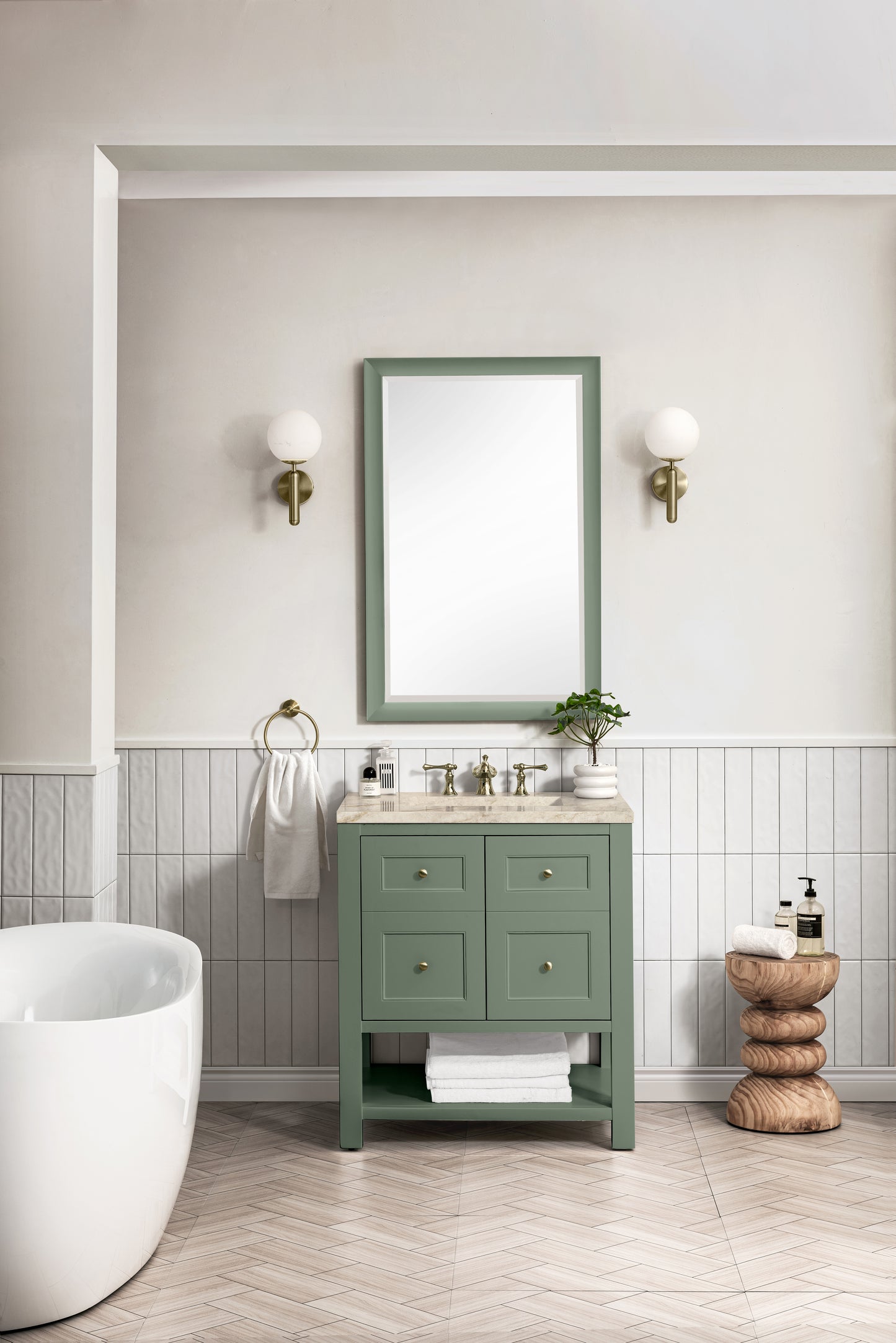 Renovate for Less Atlanta Breckenridge 30" Single Vanity, Smokey Celadon, w/ 3 CM Tajnar Eclos Top