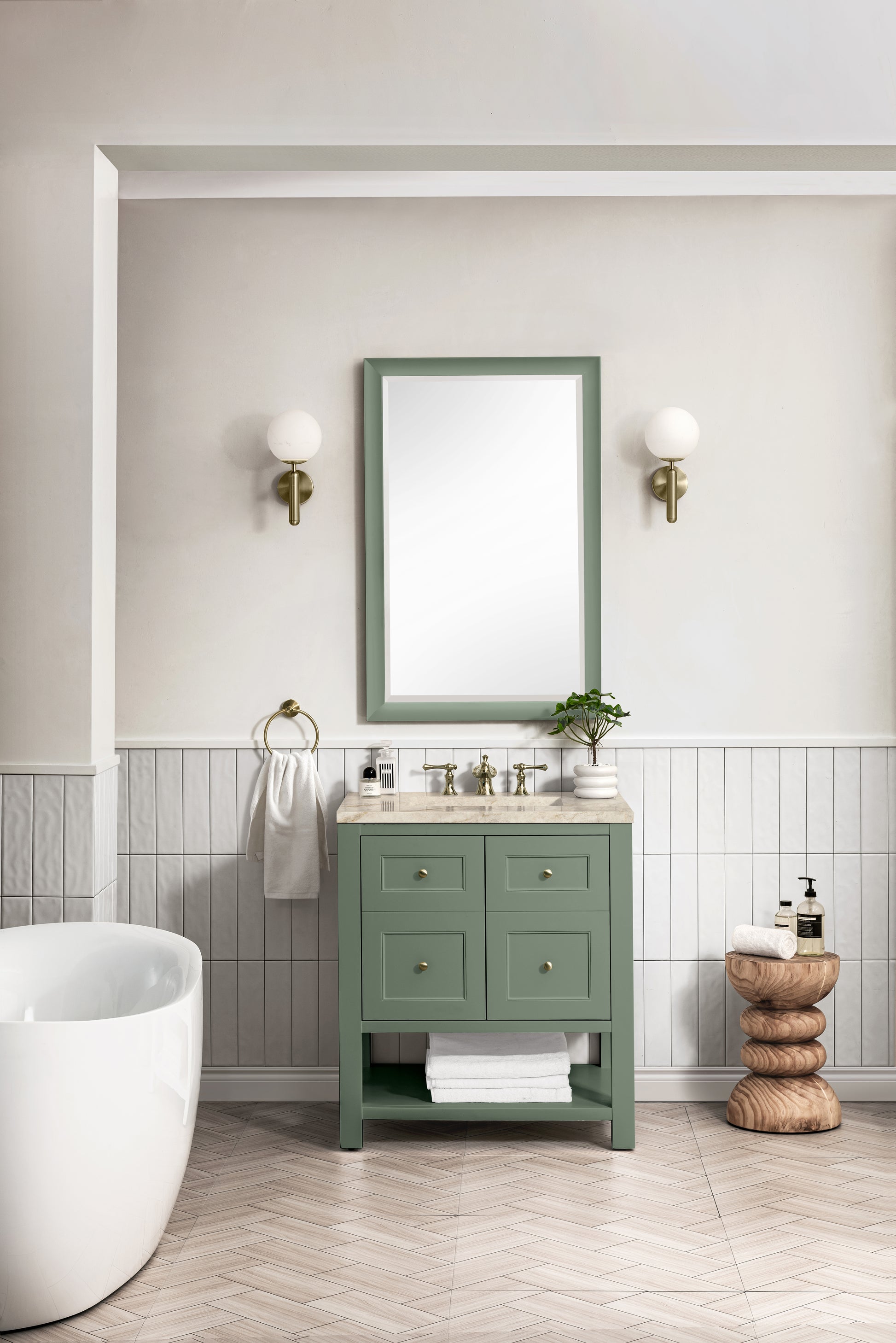 Renovate for Less Atlanta Breckenridge 30" Single Vanity, Smokey Celadon, w/ 3 CM Tajnar Eclos Top