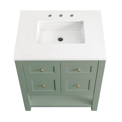 Renovate for Less Atlanta Breckenridge 30" Single Vanity, Smokey Celadon w/ 3 CM White Zeus Top