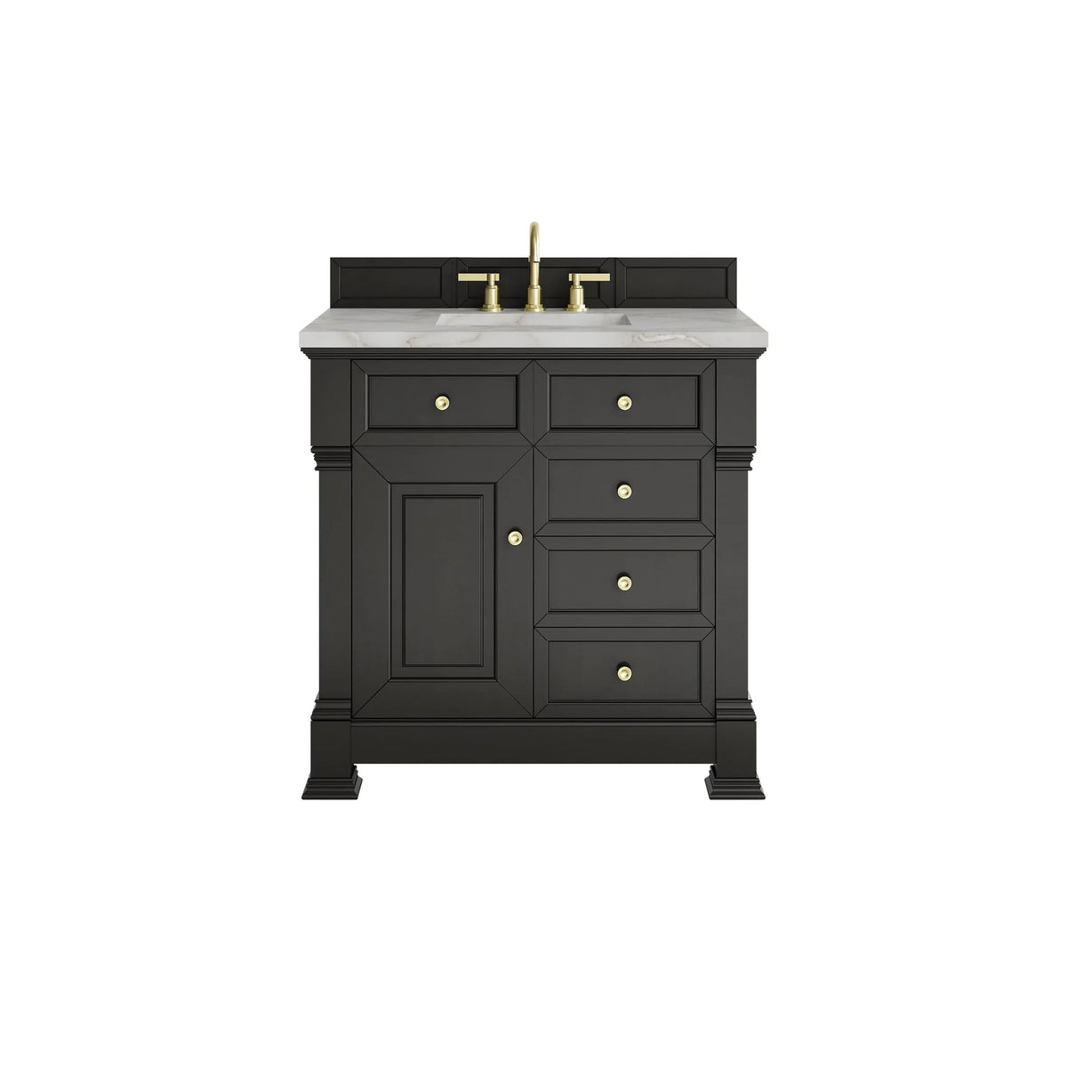 Brookfield 36" Single Vanity, Black Onyx w/ 3 CM Victorian Silver Silestone Top