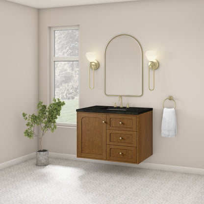 Renovate for Less Atlanta Laurent 36" Single Vanity, Honey Oak w/ 3 CM Phantome Eclos Top