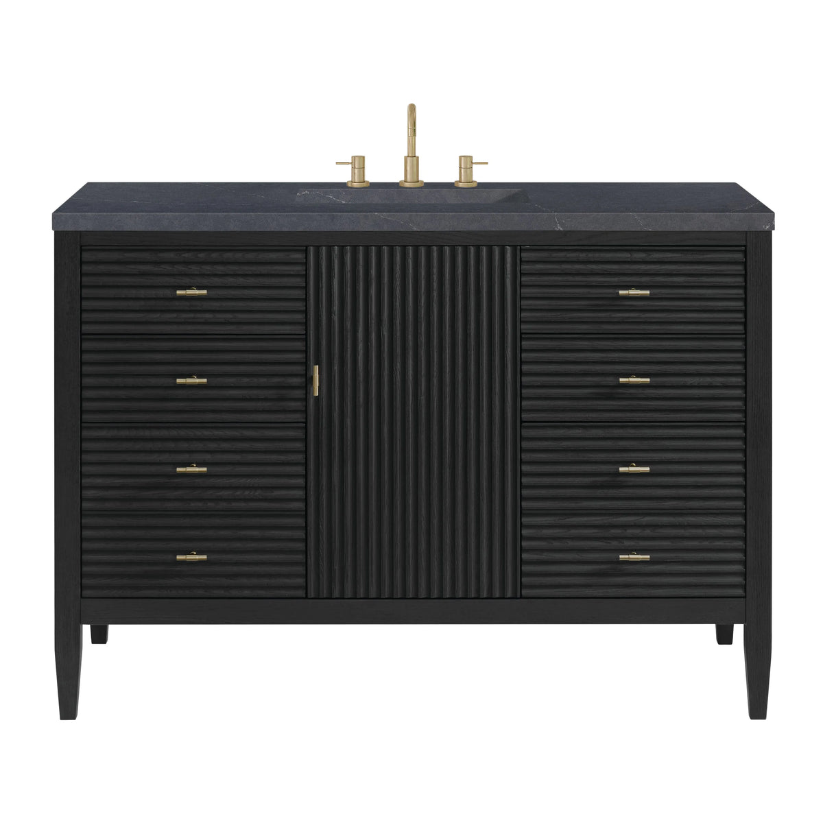 Myrrin 48" Single Vanity, Carbon Oak w/ 3 CM Charcoal Soapstone Silestone Top