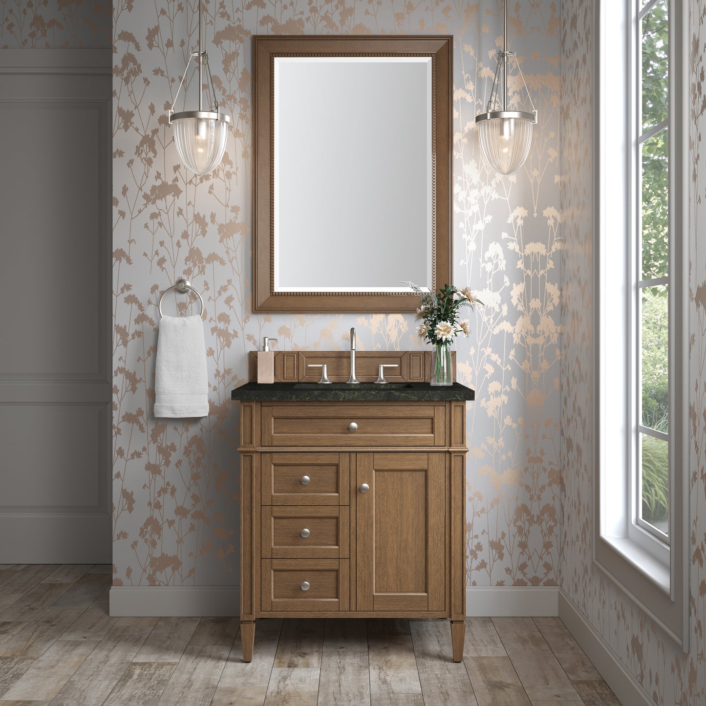 Renovate for Less Atlanta Brittany 30" Single Vanity, Saddle Brown, w/ 3 CM Phantome Eclos Top
