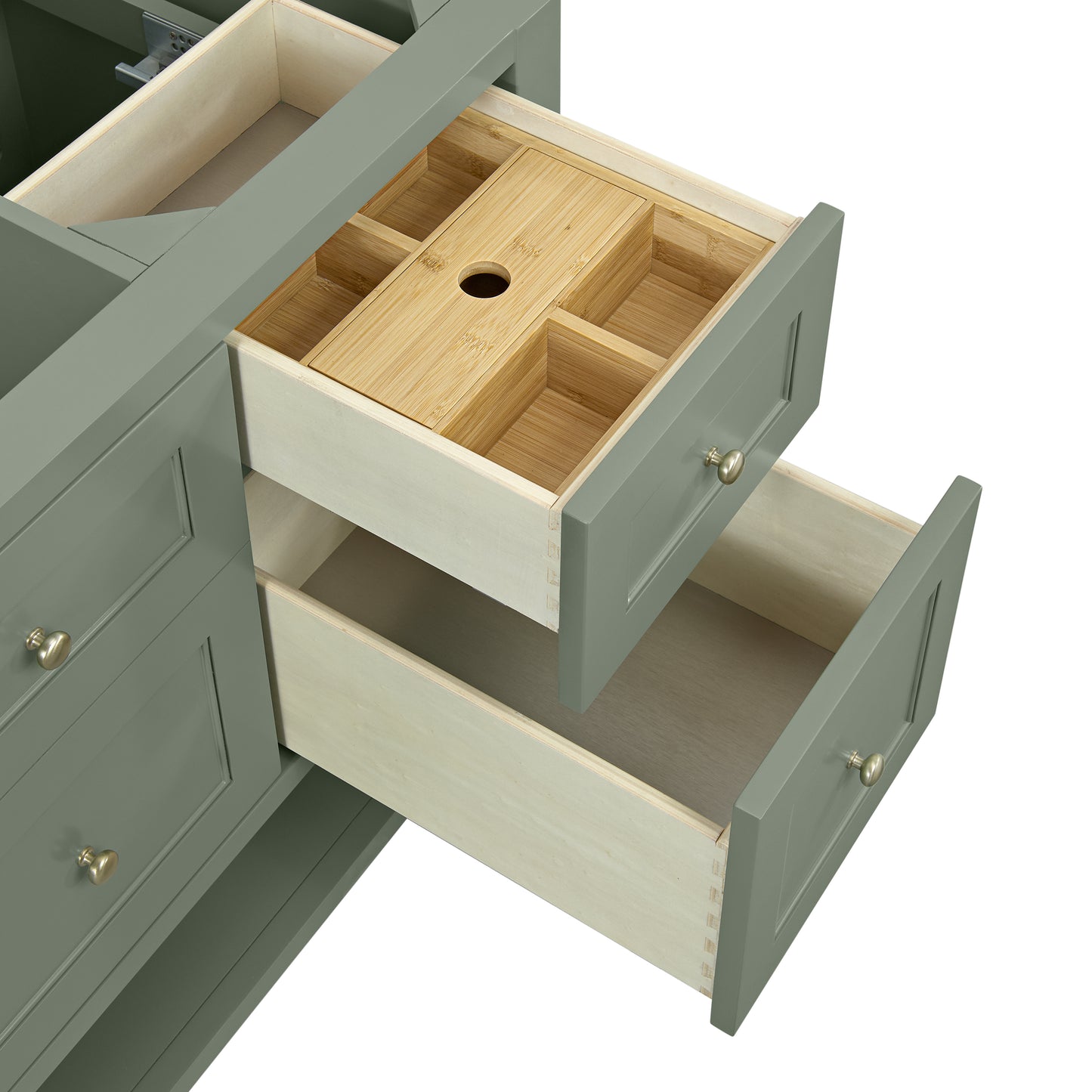 Renovate for Less Atlanta Breckenridge 60" Single Vanity, Smokey Celadon, w/ 3 CM Ethereal Noctis Quartz Top