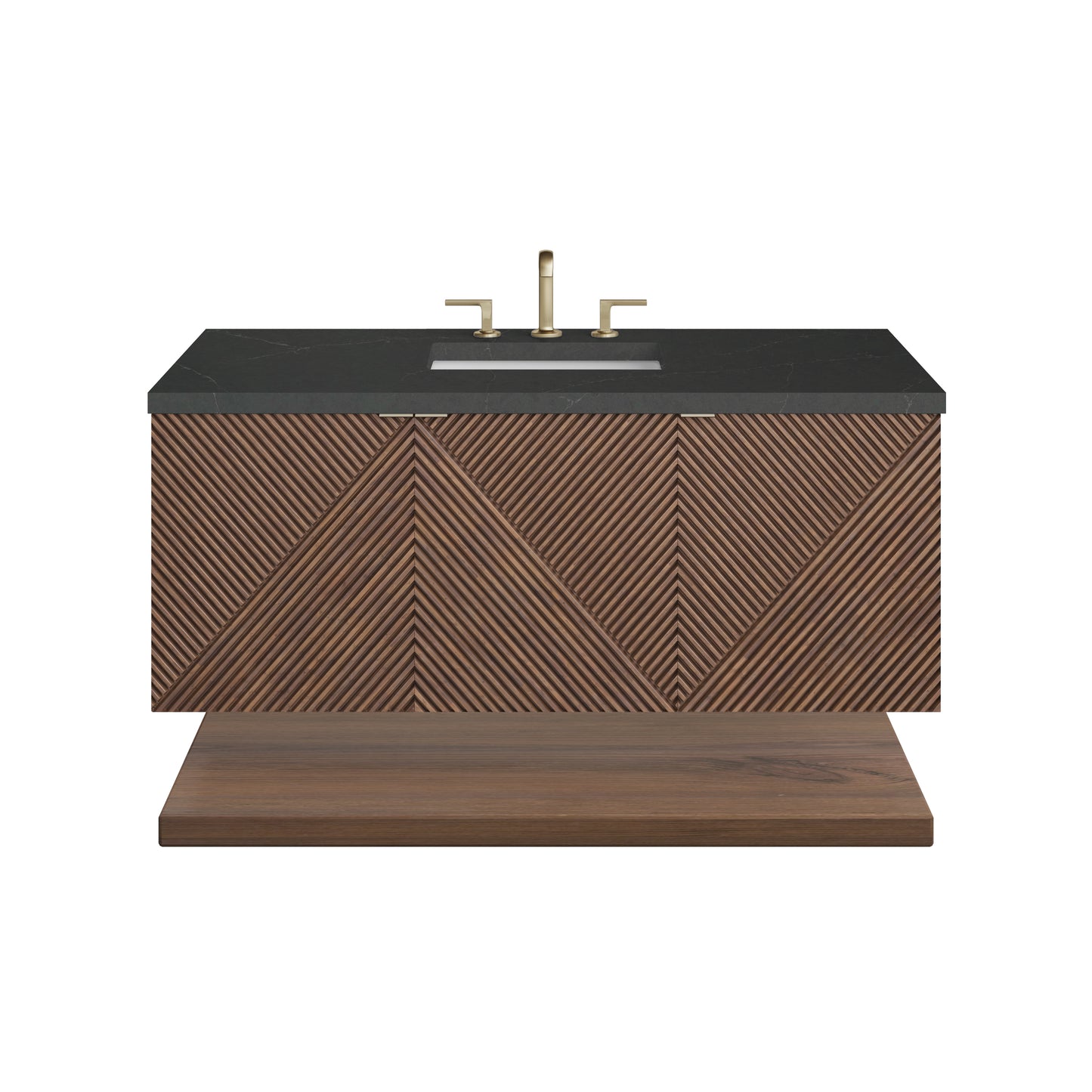 Renovate for Less Atlanta Marcello 48" Single Vanity, Chestnut w/ 3 CM Charcoal Soapstone Silestone Top