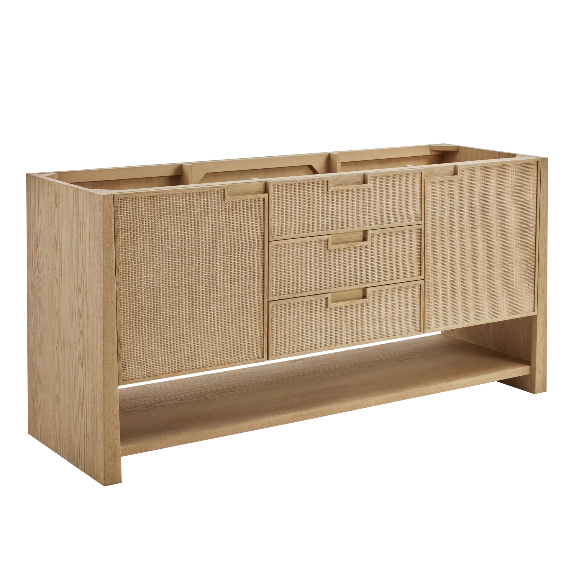 Renovate for Less Atlanta Solene 72" Double Vanity, Seaside Oak, w/ 3 CM Tajnar Eclos Top w/FreePower Wireless Charger