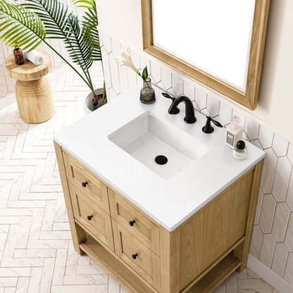 Renovate for Less Atlanta Breckenridge 30" Single Vanity, Light Natural Oak w/ 3 CM White Zeus Top