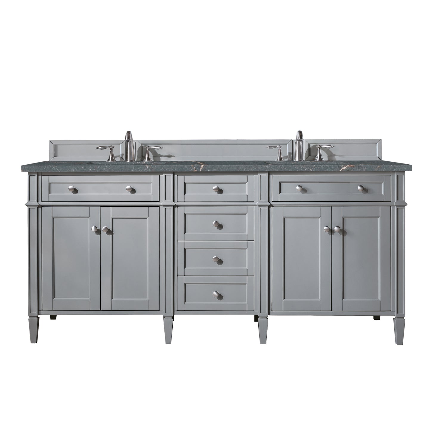 Renovate for Less Atlanta Brittany 72" Double Vanity, Urban Gray w/ 3 CM Parisien Bleu Silestone Top w/FreePower Wireless Charger