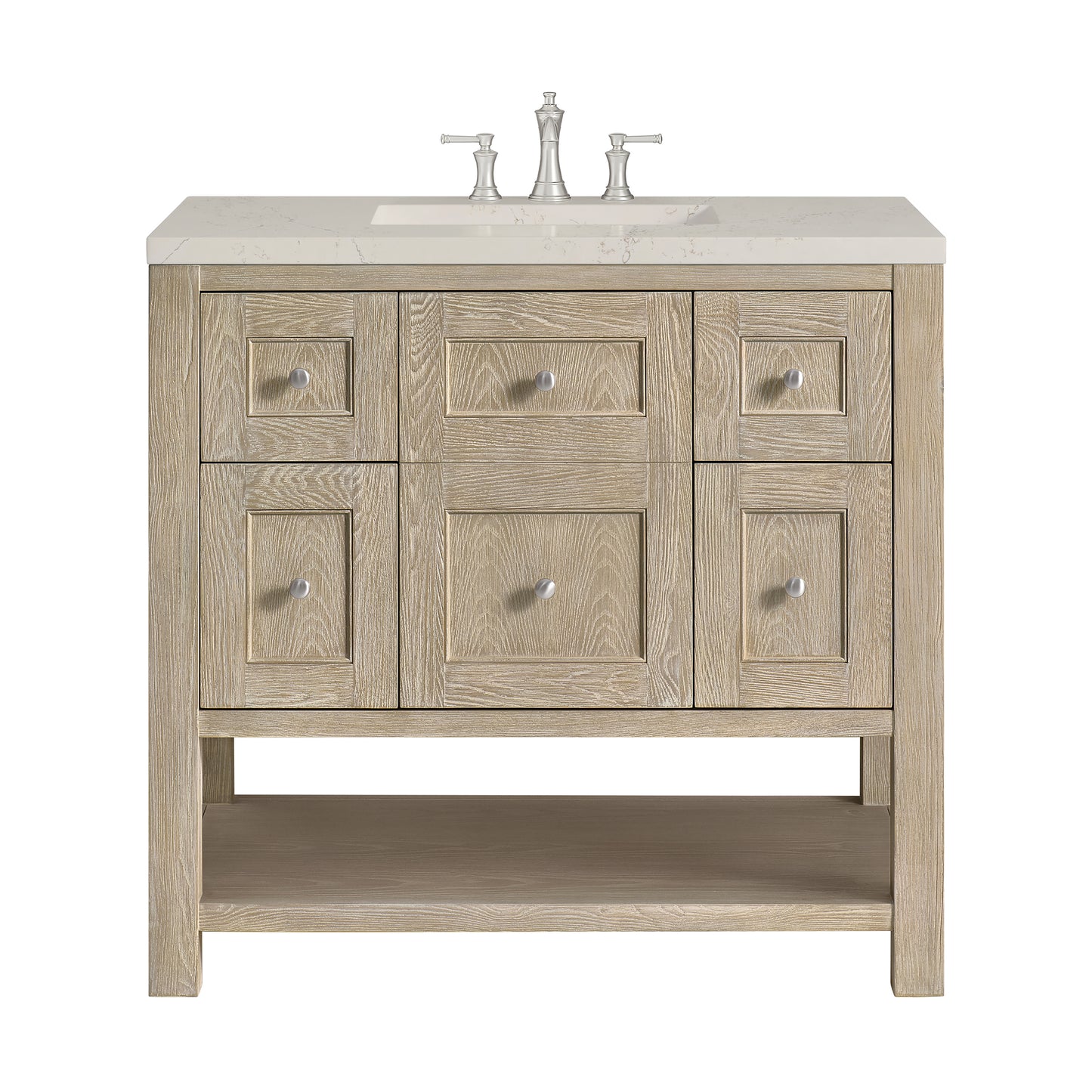 Renovate for Less Atlanta Breckenridge 36" Single Vanity, Whitewashed Oak, w/ 3 CM Siberian Silestone Top