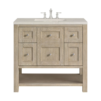Renovate for Less Atlanta Breckenridge 36" Single Vanity, Whitewashed Oak, w/ 3 CM Siberian Silestone Top