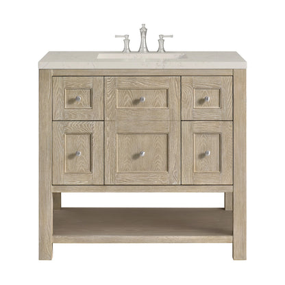 Breckenridge 36" Single Vanity, Whitewashed Oak, w/ 3 CM Siberian Silestone Top