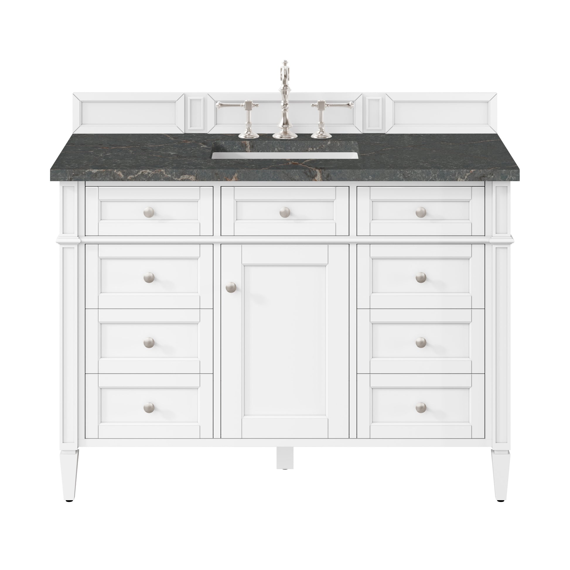 Renovate for Less Atlanta Brittany 48" Single Vanity, Bright White w/ 3 CM Parisien Bleu Silestone Top