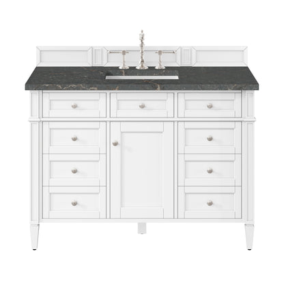 Renovate for Less Atlanta Brittany 48" Single Vanity, Bright White w/ 3 CM Parisien Bleu Silestone Top