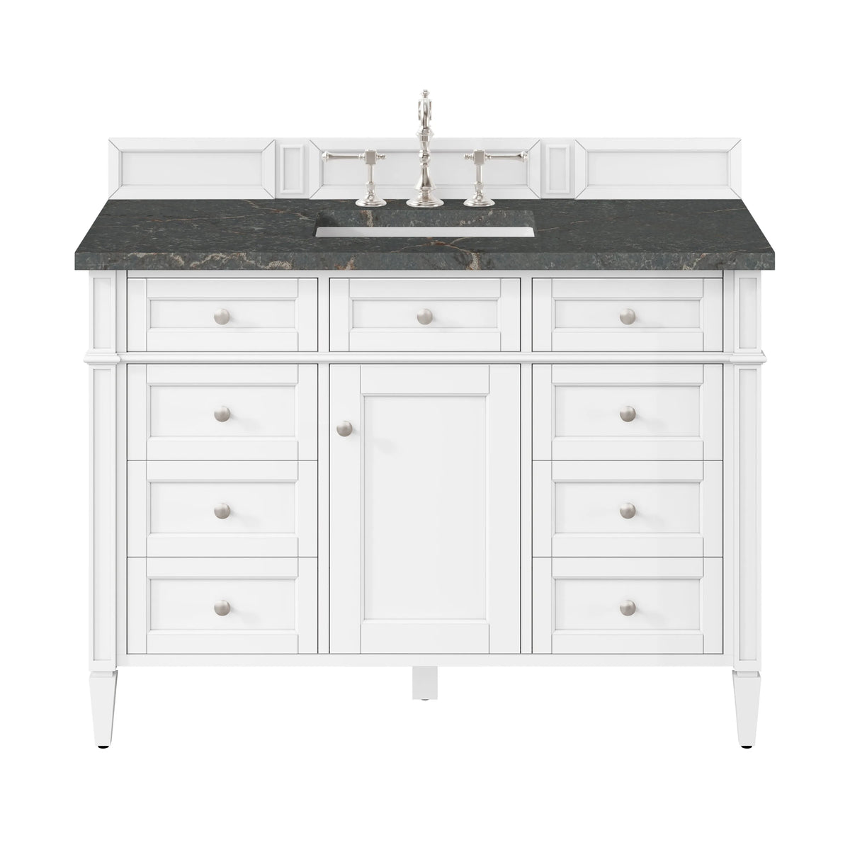 Brittany 48" Single Vanity, Bright White w/ 3 CM Parisien Bleu Silestone Top