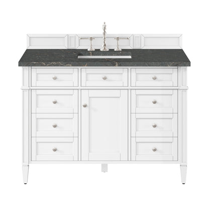 Brittany 48" Single Vanity, Bright White w/ 3 CM Parisien Bleu Silestone Top