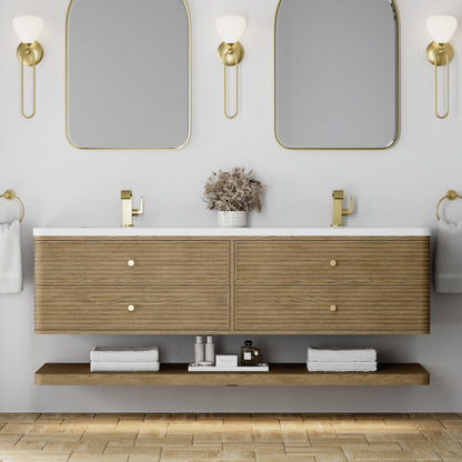 Renovate for Less Atlanta Allamari 72" Double Vanity, Dune Mist w/ Single Hole 3 CM White Zeus Silestone Top