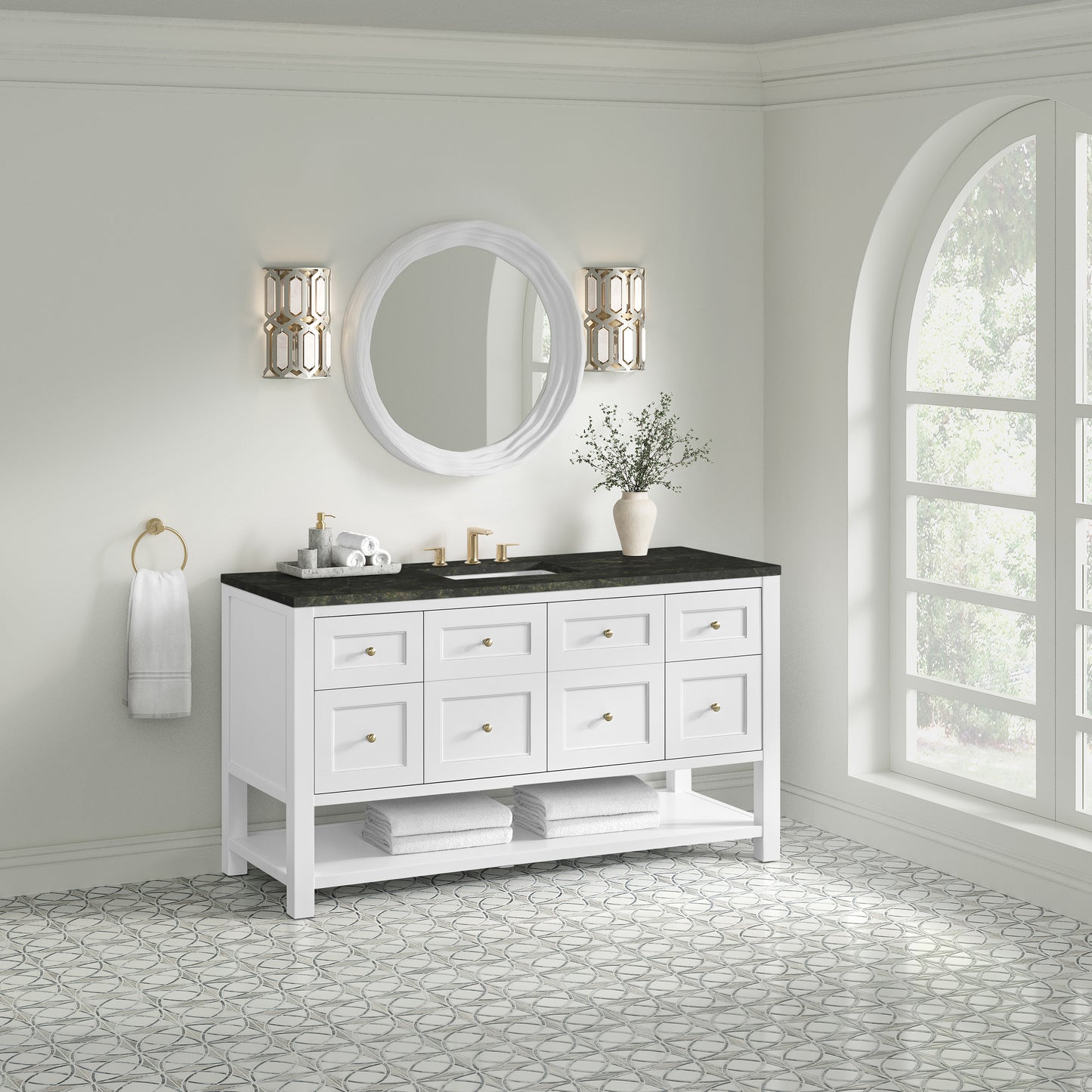 Renovate for Less Atlanta Breckenridge 60" Single Vanity, Bright White, w/ 3 CM Phantome Eclos Top