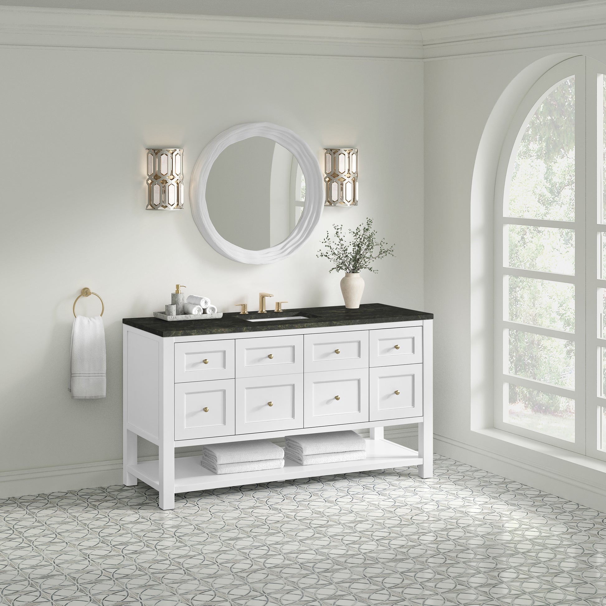 Renovate for Less Atlanta Breckenridge 60" Single Vanity, Bright White, w/ 3 CM Phantome Eclos Top