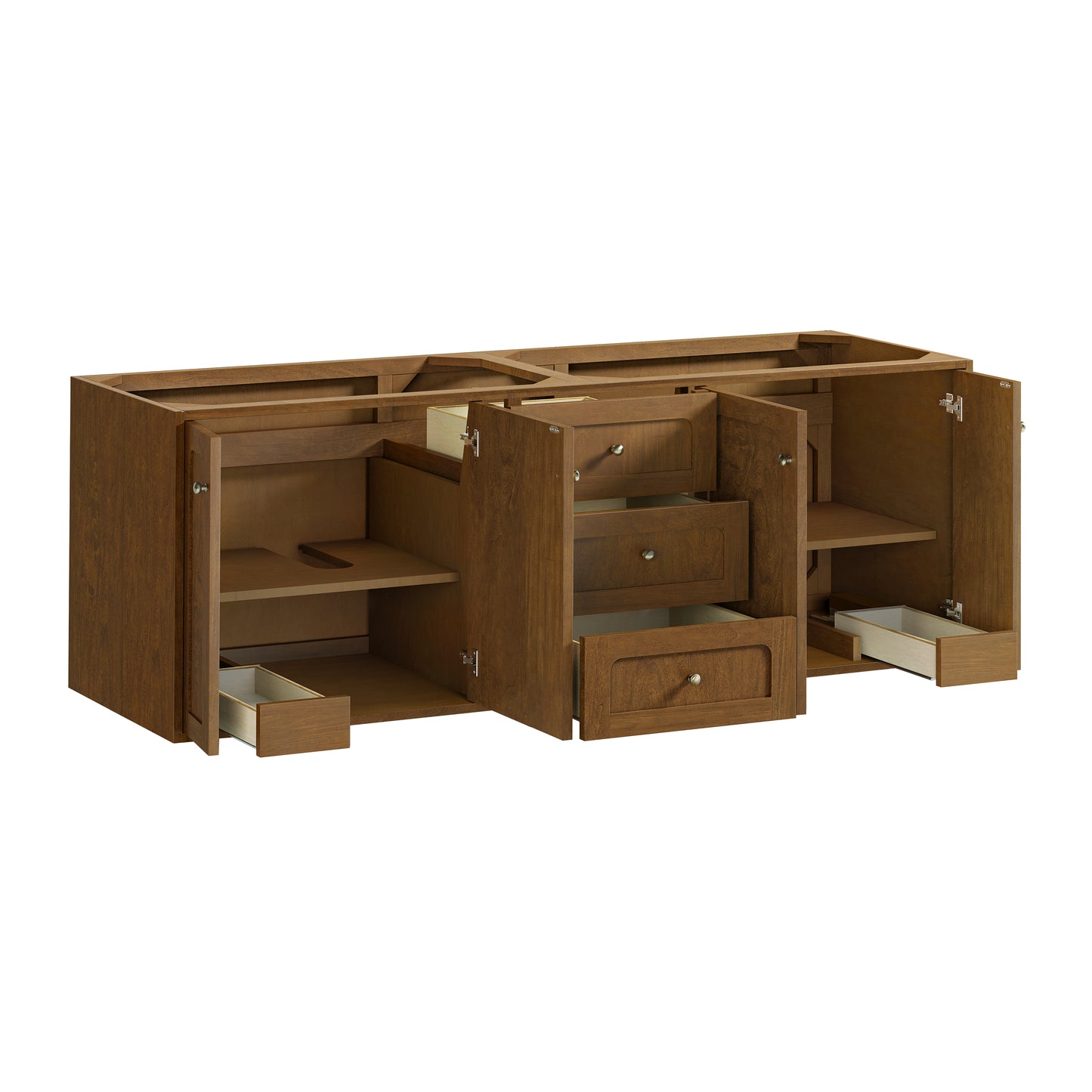 Renovate for Less Atlanta Laurent 72" Double Vanity, Honey Oak w/ 3 CM Tajnar Eclos Top w/FreePower Wireless Charger