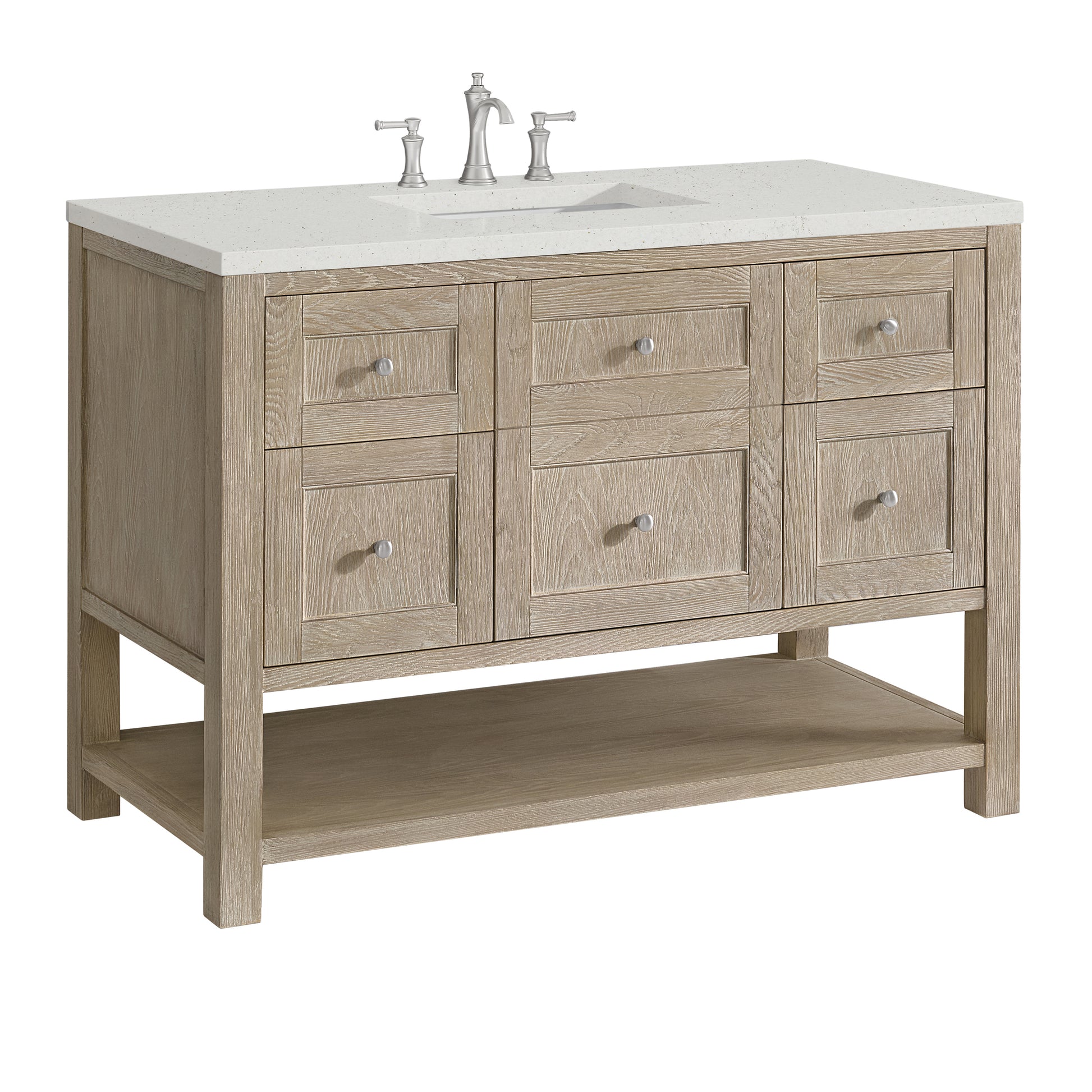 Renovate for Less Atlanta Breckenridge 48" Single Vanity, Whitewashed Oak w/ 3 CM Lime Delight Silestone Top