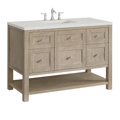 Renovate for Less Atlanta Breckenridge 48" Single Vanity, Whitewashed Oak w/ 3 CM Lime Delight Silestone Top