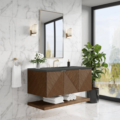 Marcello 48" Single Vanity, Chestnut w/ 3 CM Charcoal Soapstone Silestone Top