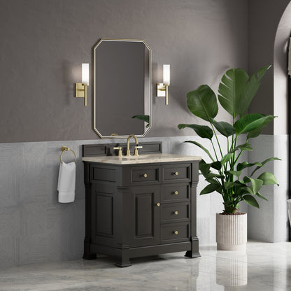 Renovate for Less Atlanta Brookfield 36" Single Vanity, Black Onyx, w/ 3 CM Tajnar Eclos Top