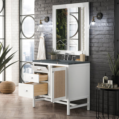 Renovate for Less Atlanta Addison 36" Single Vanity, Glossy White w/ 3 CM Parisien Bleu Silestone Top