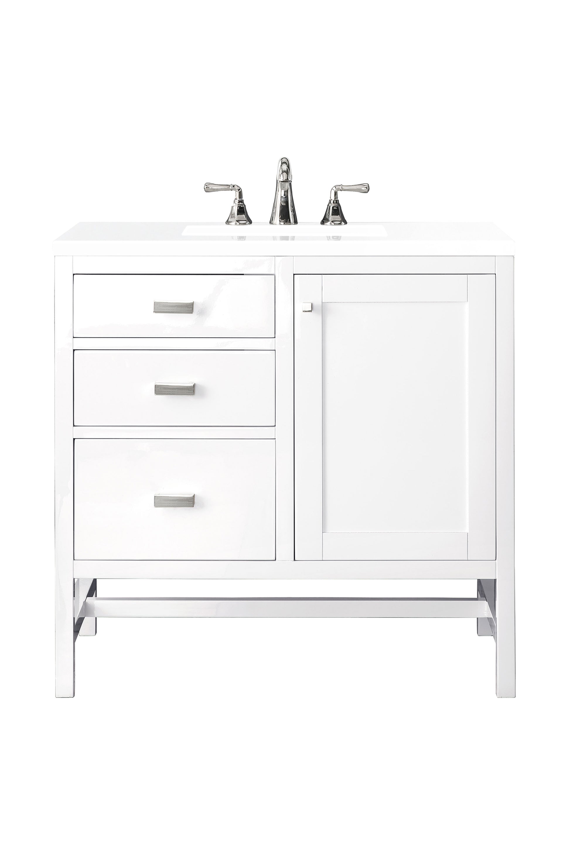 Renovate for Less Atlanta Addison 36" Single Vanity, Glossy White w/ 3 CM White Zeus Silestone Top