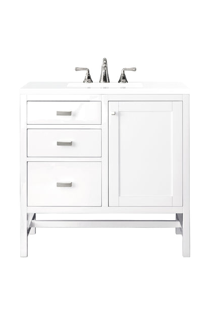 Renovate for Less Atlanta Addison 36" Single Vanity, Glossy White w/ 3 CM White Zeus Silestone Top