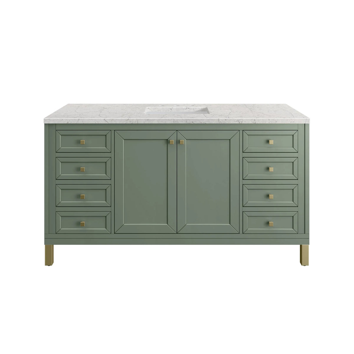 Chicago 60" Single Vanity, Smokey Celadon, w/ 3 CM Eternal Jasmine Pearl Silestone® Top