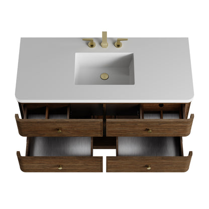 Renovate for Less Atlanta Allamari 48" Single Vanity, Sable w/ 3 CM Siberian Silestone Top