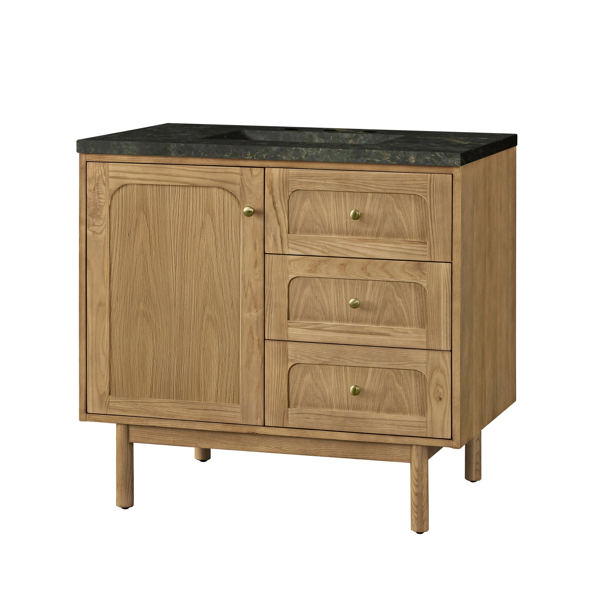 Renovate for Less Atlanta Laurent 36" Single Vanity, Light Natural Oak, w/ 3 CM Phantome Eclos Top