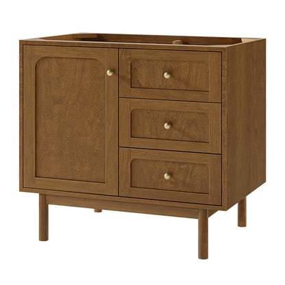 Renovate for Less Atlanta Laurent 36" Single Vanity, Honey Oak w/ 3 CM Charcoal Soapstone Silestone Top