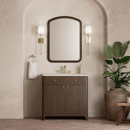 Renovate for Less Atlanta Gracyn 36" Single Vanity, Sable, w/ 3 CM Siberian Silestone Widespread Top