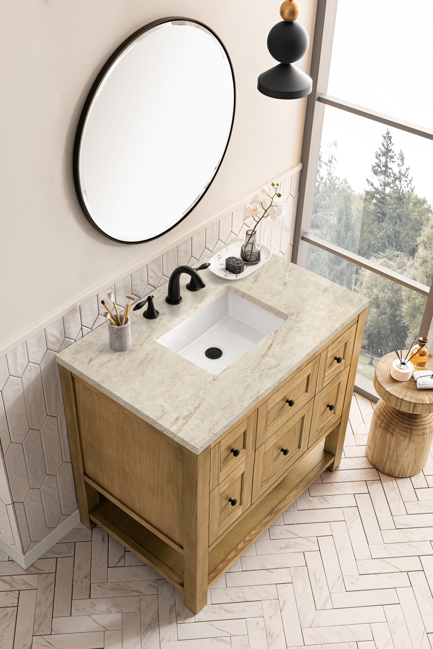 Renovate for Less Atlanta Breckenridge 36" Single Vanity, Light Natural Oak, w/ 3 CM Tajnar Eclos Top