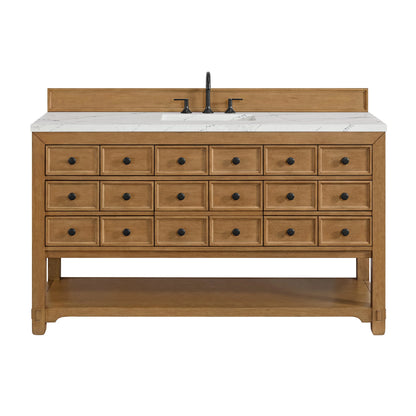 Malibu 60" Single Vanity, Amber Birch w/ 3 CM Ethereal Noctis Top