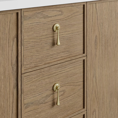 Kinnsden 72" Double Vanity, Weathered Oak w/ 3 CM Victorian Silver Silestone Top