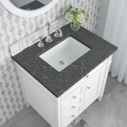 Brittany 30" Single Vanity, Bright White, w/ 3 CM Parisien Bleu Silestone Top