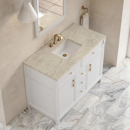 Bellshire 48" Single Vanity, Bright White w/ 3 CM Tajnar Eclos Top
