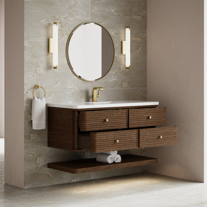 Renovate for Less Atlanta Allamari 48" Single Vanity, Sable w/ Single Hole 3 CM White Zeus Silestone Top