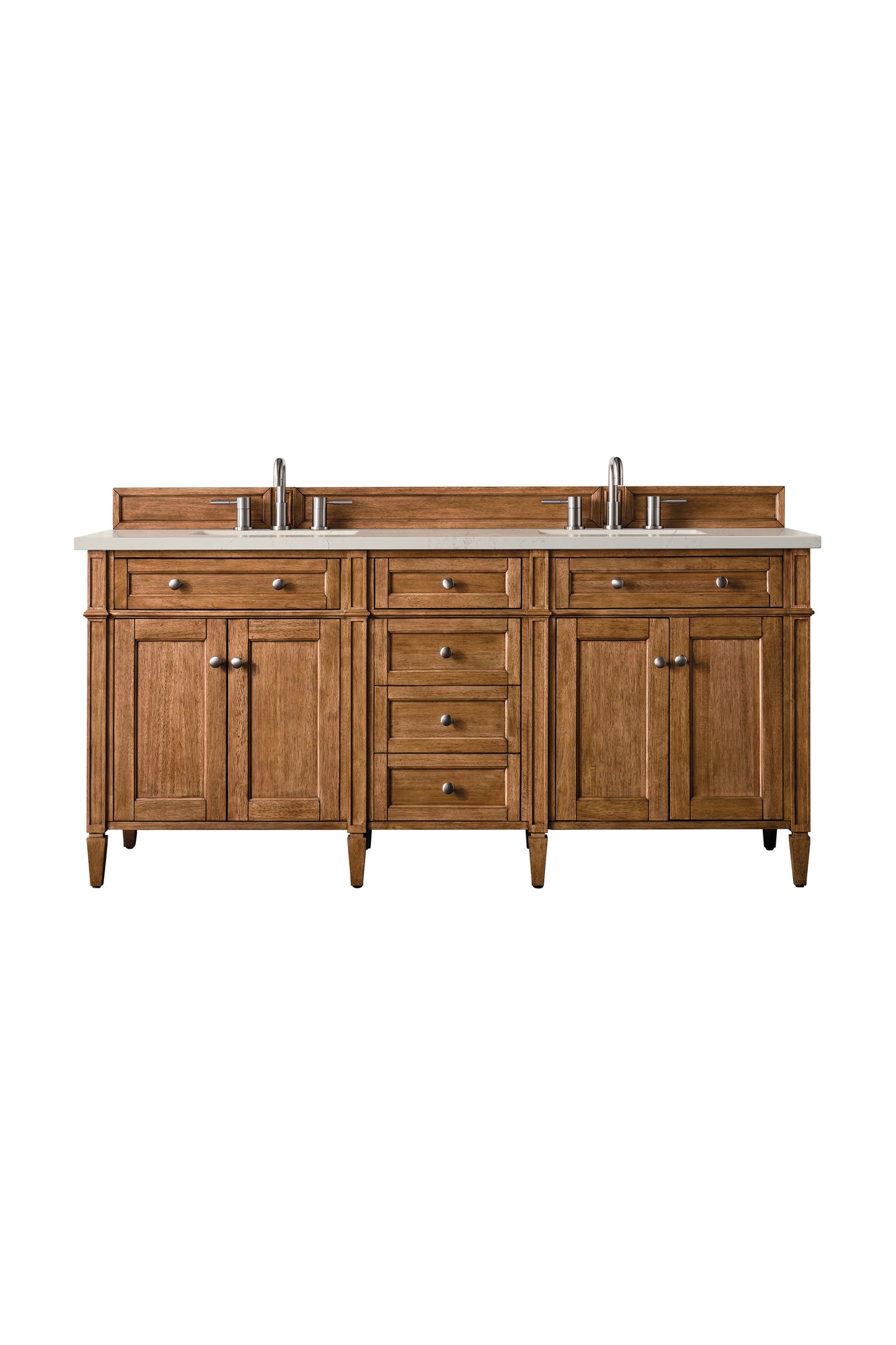 Renovate for Less Atlanta Brittany 72" Double Vanity, Saddle Brown, w/ 3 CM Siberian Silestone Top w/FreePower Wireless Charger