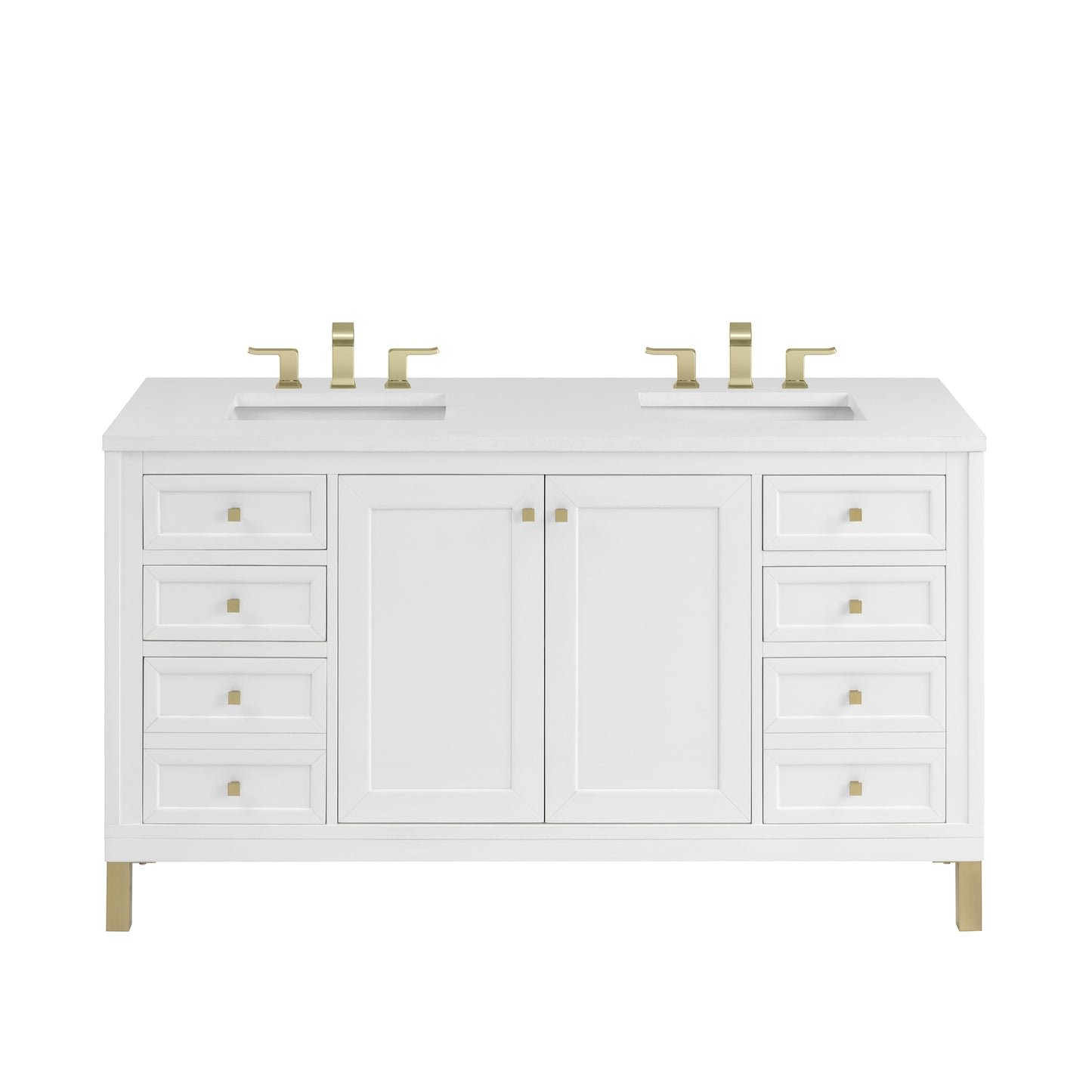 Renovate for Less Atlanta Chicago 60" Double Vanity, Glossy White, w/ 3 CM White Zeus Silestone® Top