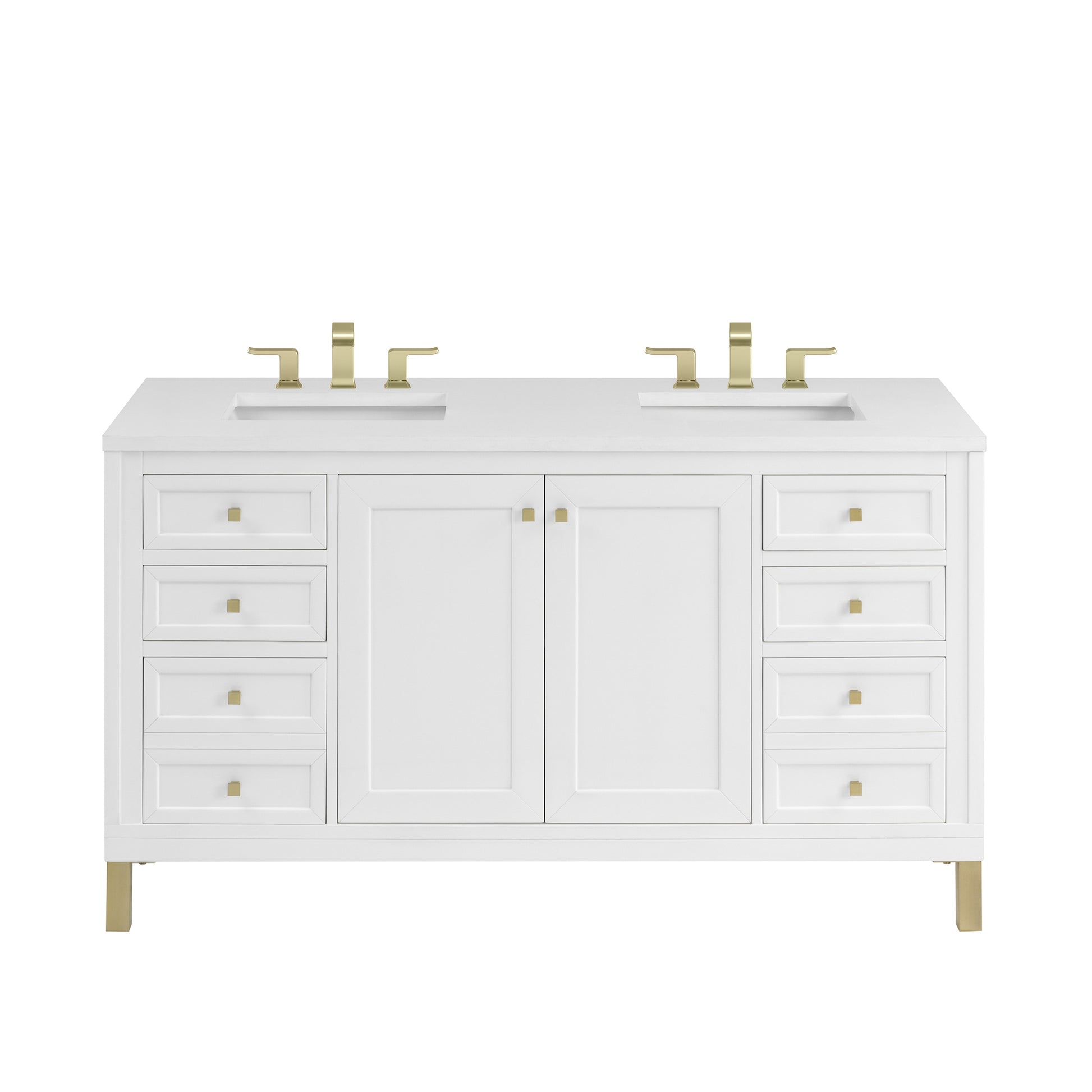 Renovate for Less Atlanta Chicago 60" Double Vanity, Glossy White, w/ 3 CM White Zeus Silestone® Top